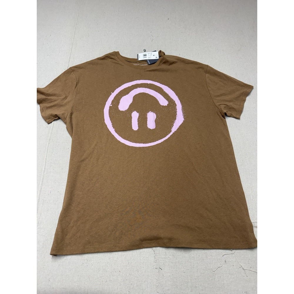 Grayson Threads Women’s Medium Brown Pink Smiley Face Graphic T-Shirt NWT A4